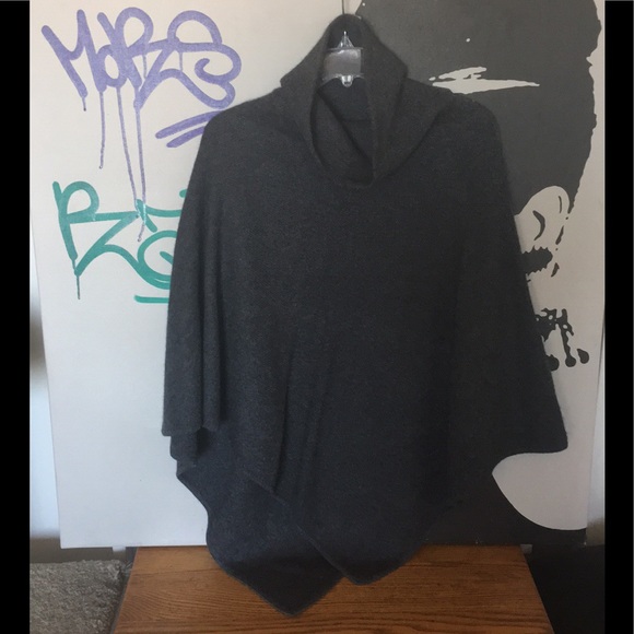 Joie Gray Cashmere/Wool Cowl Neck Poncho - Picture 2 of 3